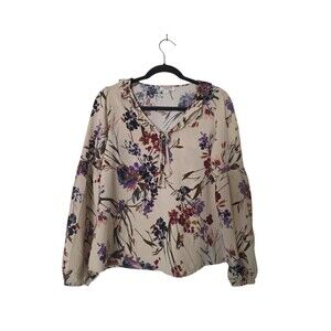 andree by unit Women's Blouse Floral Tan Size Medium